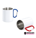 Tazón Blanco con Mosquetón Rojo/Azul Acero Inox 300ml Sublimable