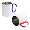 Tazón Blanco con Mosquetón Rojo/Azul Acero Inox 300ml Sublimable