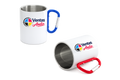 Tazón Blanco con Mosquetón Rojo/Azul Acero Inox 300ml Sublimable