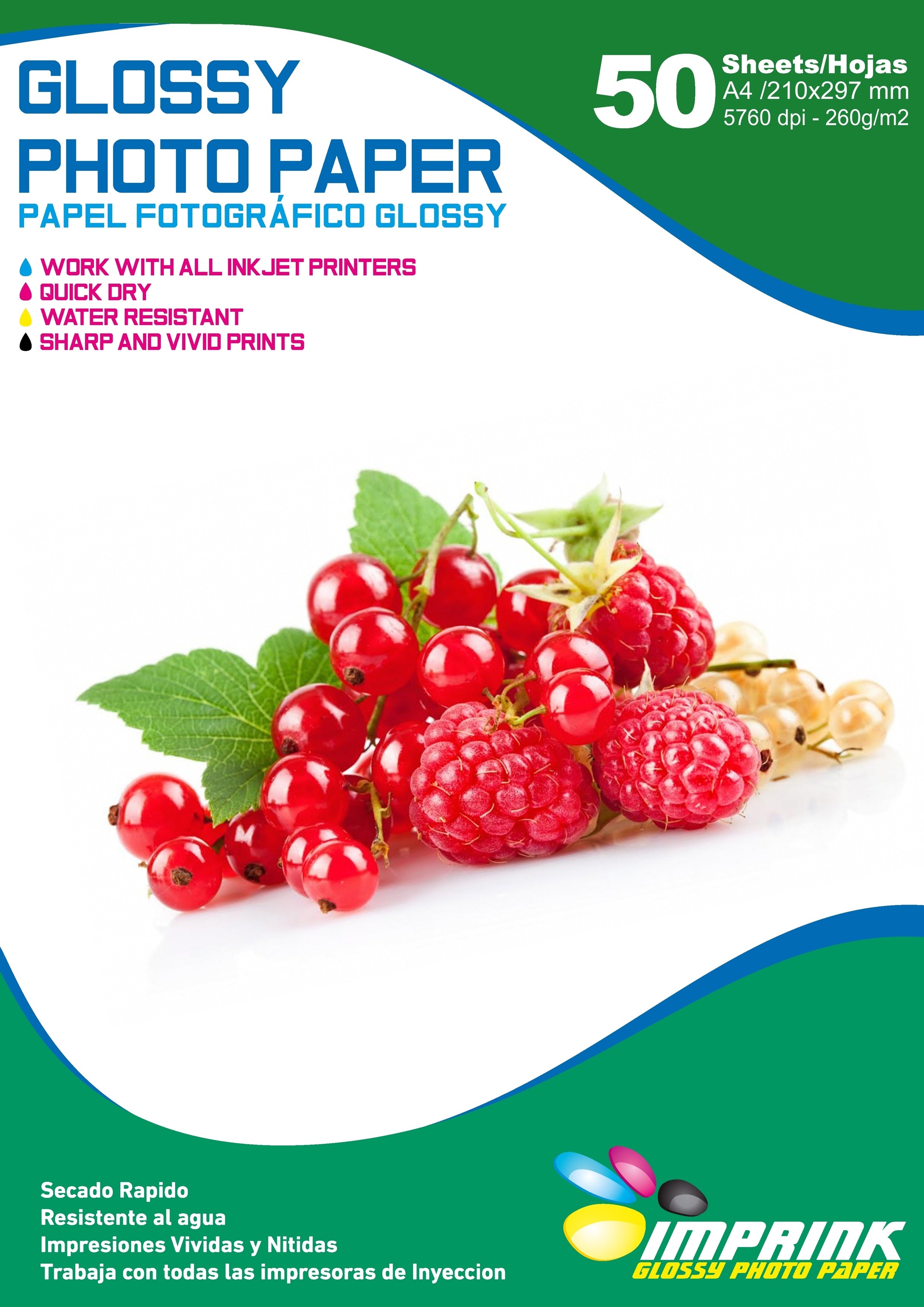 Papel Fotografico Glossy Brillante A4 De 260gr/50 Hojas