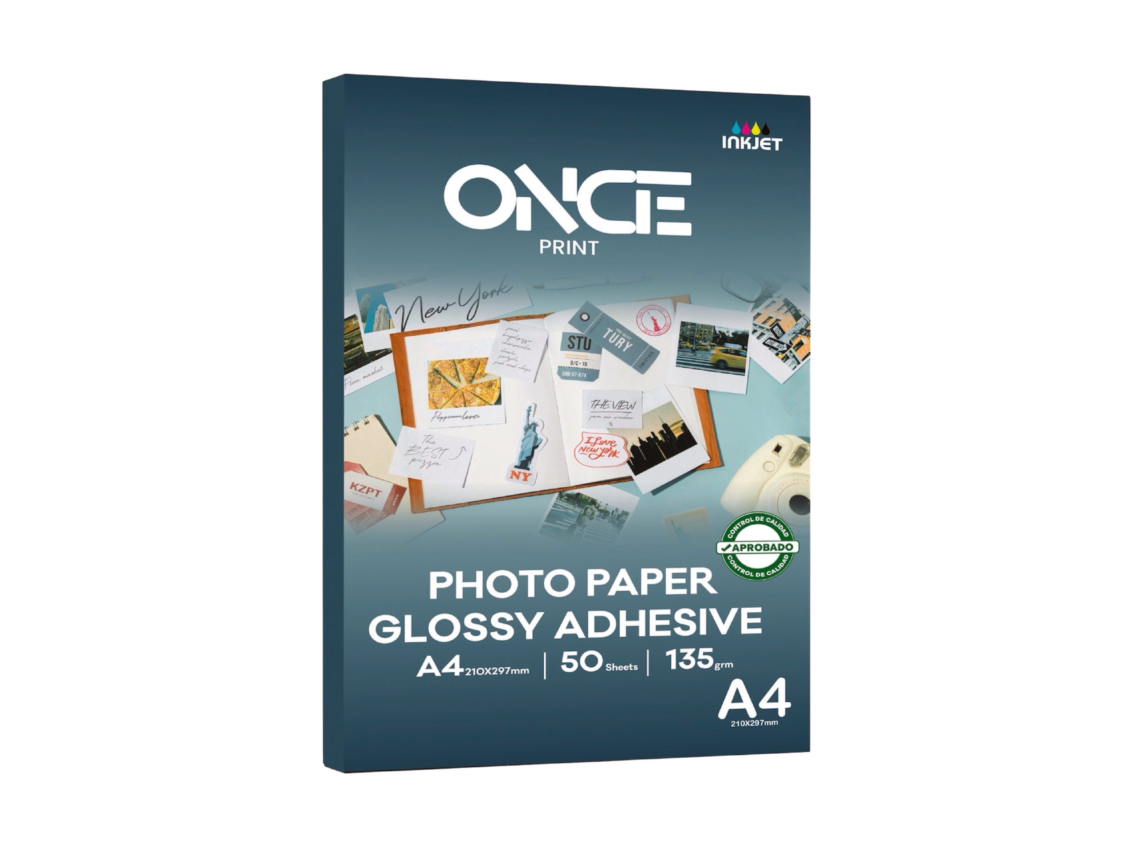 PAPEL ADHESIVO FOTOGRÁFICO 135G A4 ONCEPRINT 50 HOJAS ANTIÓXIDO